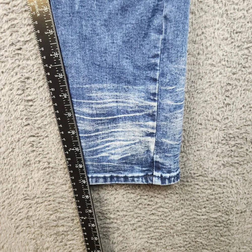 Encrypted Jeans Mens 38x32 Blue Distressed Ripped Moto Biker Denim Knee Panel